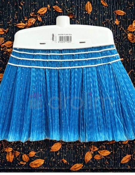 Escoba Plana Dura Azul (Exteriores) sin Mango.