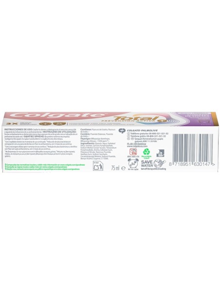 Tubo de pasta dental Colgate Total para encías de 75ml.
