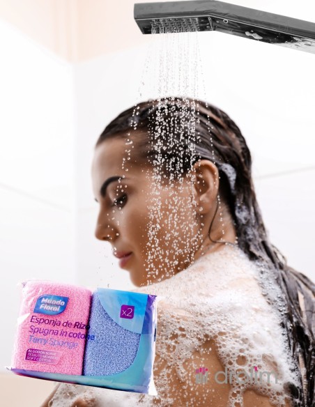 Set de 2 esponjas de baño suaves de algodón de Mundo Floral.