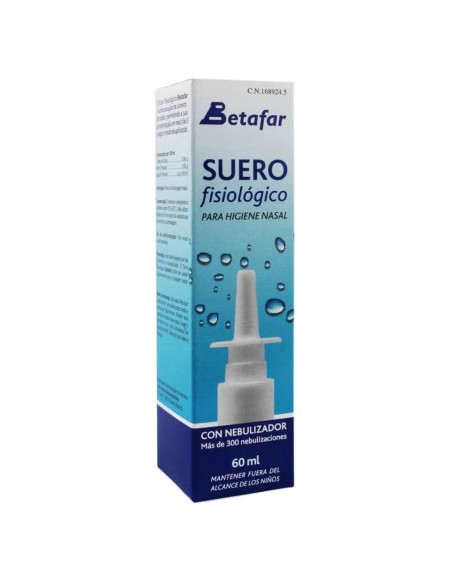 Betafar Suero Fisiológico para higiene nasal con nebulizador 60 ml.