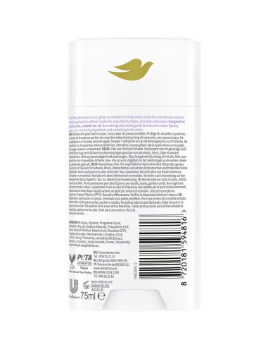 Desodorante en barra Dove de lavanda para protección 48h.