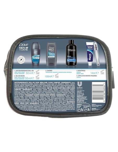 Set de viaje Dove Men+Care con antitranspirante y gel de ducha.