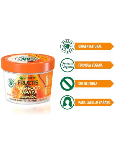 Mascarilla capilar Fructis Hair Food Papaya para pelo dañado.