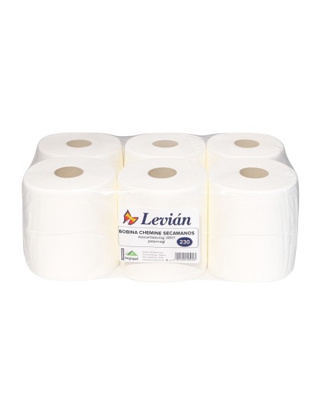 Bobina Secamanos Levian Celulosa 2 Capas 130 mts (Blanco)