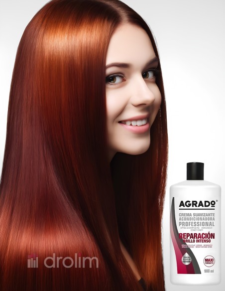 Cabello suave y radiante con el Acondicionador Profesional Brillo Intenso de AGRADO.
