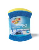 MIHOGAR ESTROPAJO AZUL CON ESPONJA NO RAYA 3 UDS