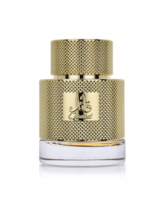 Frasco dorado Lattafa Qaaed Eau de Parfum 100 ml con estuche cilíndrico negro 2