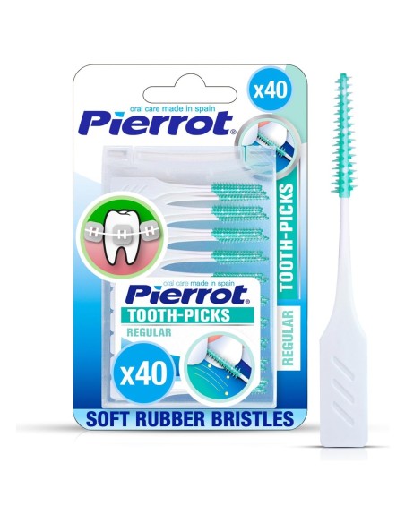 Blíster del pack de 40 unidades del cepillo interdental Pierrot Tooth-Picks de tamaño regular