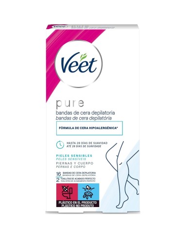 Bandas de cera depilatoria hipoalergénica para piernas y cuerpo.