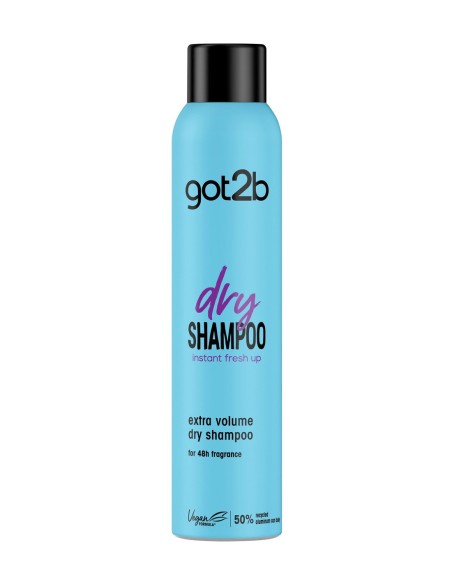 Champú en seco Got2b Extra Volumen de 200 ml, ideal para cabello con poco volumen.