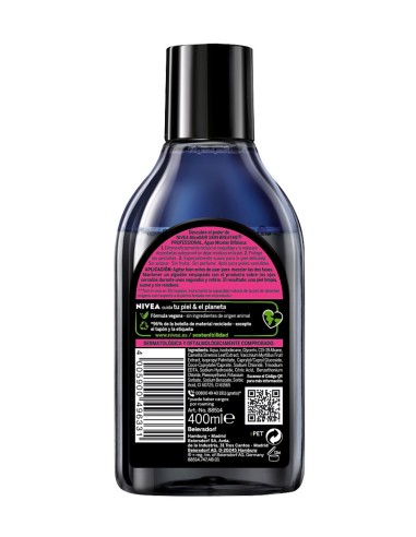 Botella de agua micelar Nivea para rostro y ojos, con complejo de aminoácidos.