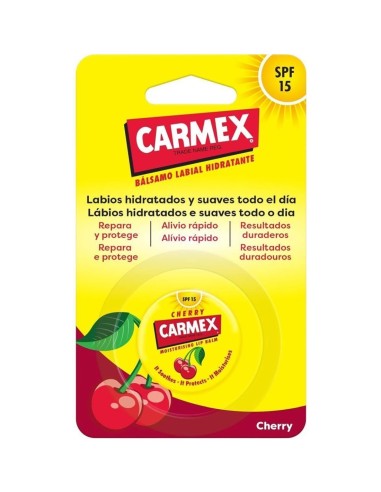 Protege tus labios con Carmex sabor cereza y SPF15.