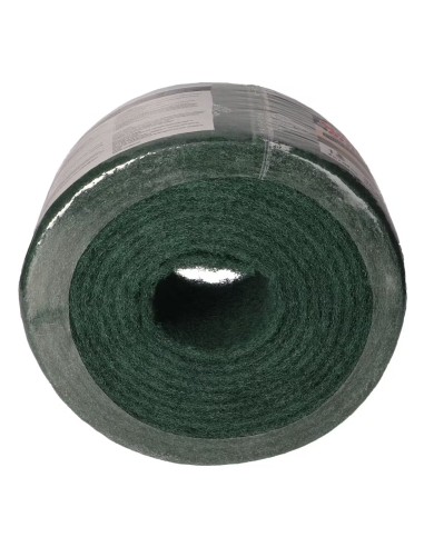 Rollo industrial de fibra abrasiva verde Scotch-Brite 3M para limpieza en hostelería.