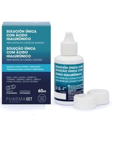 Pharmaset Solución Única 60ml, cuidado de lentillas blandas en formato viaje.