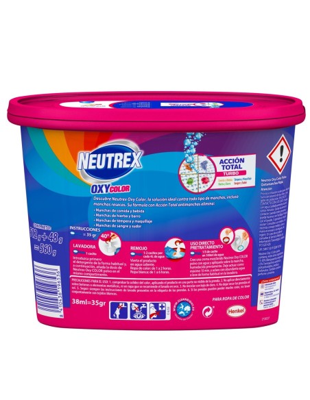 Envase Neutrex Oxígeno Color 16 lavados, protección y brillo para prendas.