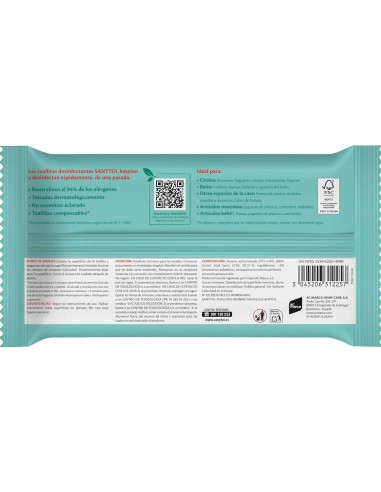 Sanytol Toallitas Desinfectantes 24 uds | Higiene sin lejía