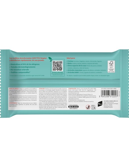 Sanytol Toallitas Desinfectantes 24 uds | Higiene sin lejía