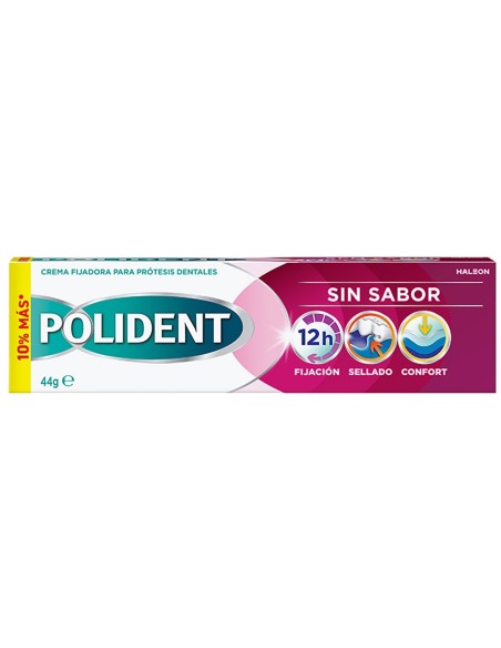 Polident crema fijadora para prótesis dentales sin sabor de 44 g