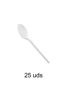 Cucharas blancas de plástico reutilizables 25 uds

