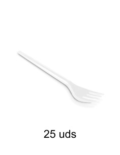 TENEDOR BLANCO RETILIZABLE 25 UDS