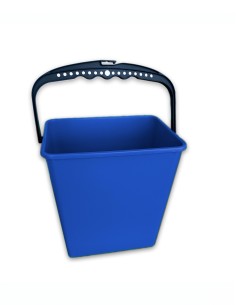 Cubo de plástico cuadrado azul, capacidad 6 litros.