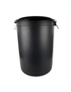 Cubo de basura BIN 100 litros con tapa negra.