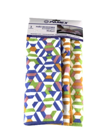 Bayeta microfibra Pamex estampada, pack de 3 unidades.