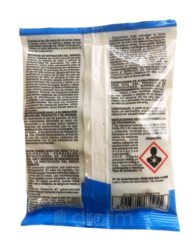 Raticida azul de alta eficacia 100g para ratas y ratones.