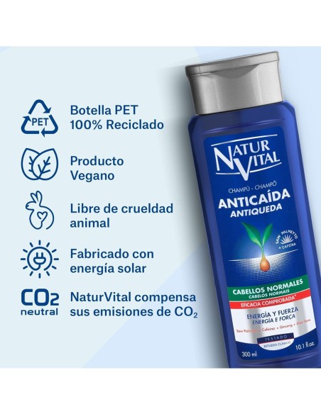 Natur Vital champú anticaída con ginseng y trigo