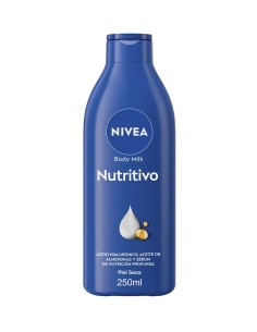 Botella azul de Nivea Body Milk Nutritivo 250 ml para piel seca