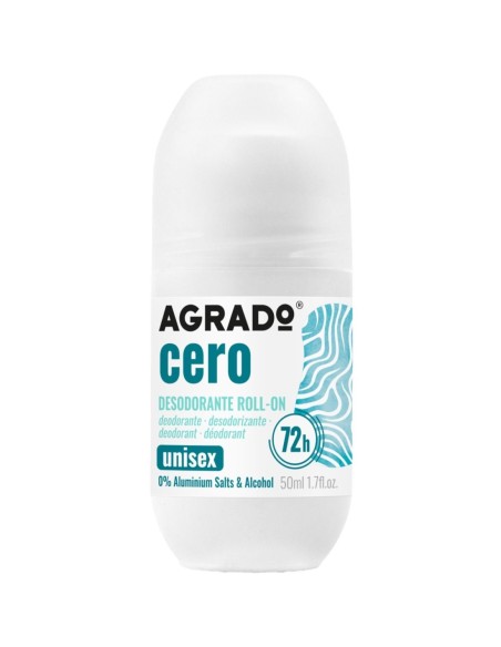 Desodorante roll-on Agrado Cero para piel sensible.