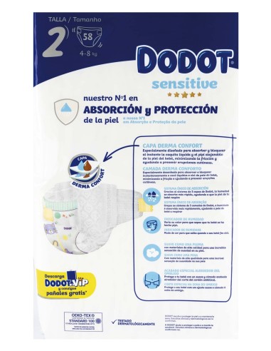 Pañales Dodot Sensitive 58 unidades.