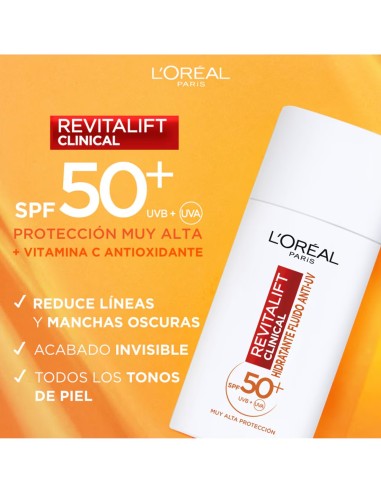 Hidratante facial L'Oréal con Vitamina C y protección 50.