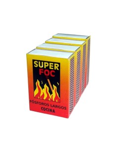 Cerillas grandes Super Foc pack de 4 unidades 5 cm.

