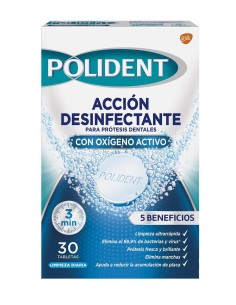 Pastillas limpiadoras Polident 30 unidades.