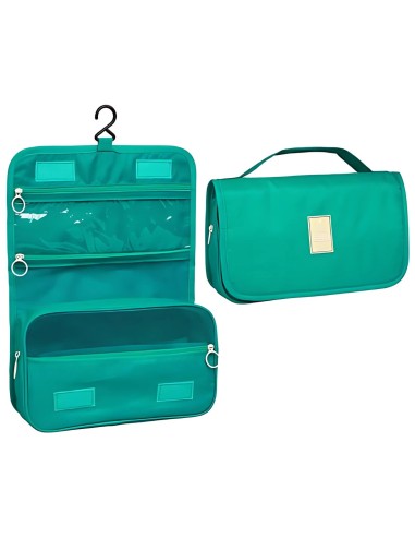 Neceser organizador con colgador turquesa.