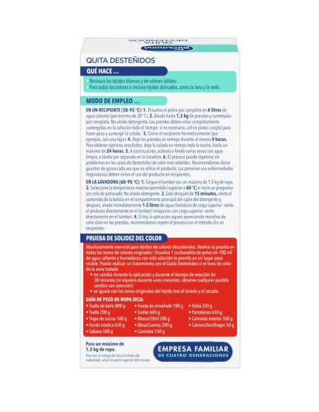 Caja de Dr. Beckmann Quitamanchas Desteñidos para ropa.