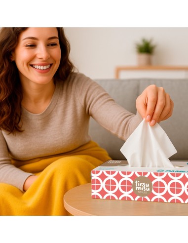 Caja pañuelos 100 unidades suave diseño moderno.