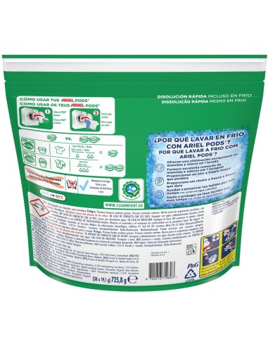 ARIEL DETERGENTE CAPSULAS LAVADORA 38 LAVADOS ALPES