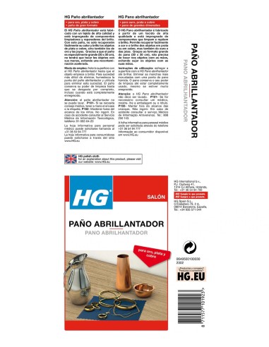 Paño HG especial para metales, limpia la oxidación con un simple frotado.