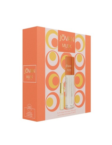 Estuche Jovan Musk fragancia floral sensual.