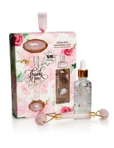 Suero ácido hialurónico y masajeador cuarzo rosa