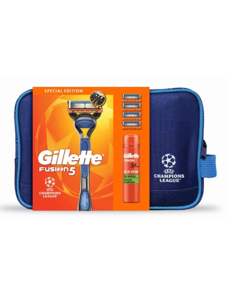 GILLETTE SET NECESER FUSION 5 MAQUINA + 4 CARGADORES + GEL FUSION 200ML