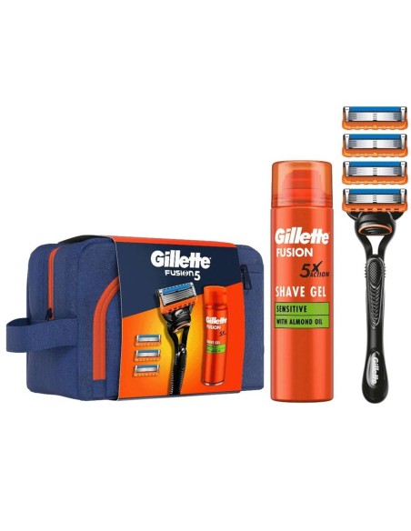 GILLETTE SET NECESER FUSION 5 MAQUINA + 4 CARGADORES + GEL FUSION 200ML