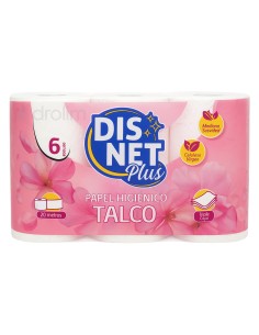Papel Higiénico Disnet Plus Talco 3 Capas pack 6 rollos.