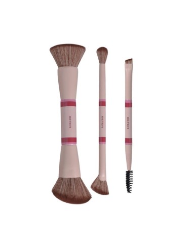 Set de 3 brochas de maquillaje de pelo sintético.