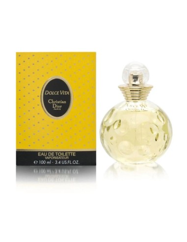 Perfume Christian Dior Dolce Vita Eau de Toilette 100 ml con frasco y caja amarilla