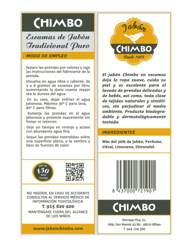 Limpieza tradicional con jabón puro CHIMBO.