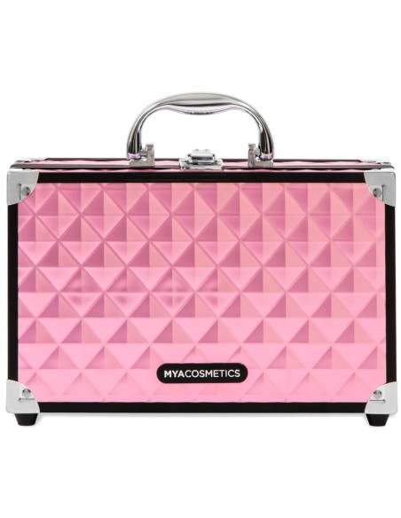 Maletín rosa Bon Voyage de MYA Cosmetics cerrado y asa