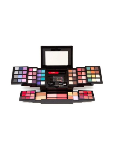 Estuche MYA 77 Maquillajes desplegado completo y abierto